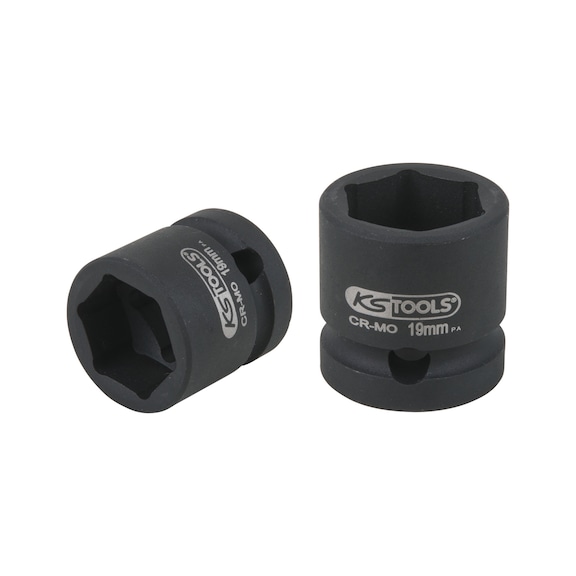 1/2 inch hex power socket, extra short, 19.0 mm - 1/2 inch hex power socket