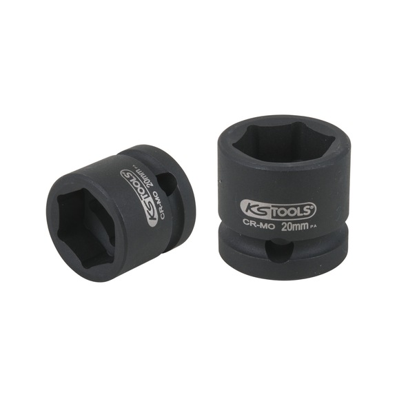 1/2 inch hex power socket, extra short, 20.0 mm - 1/2 inch hex power socket