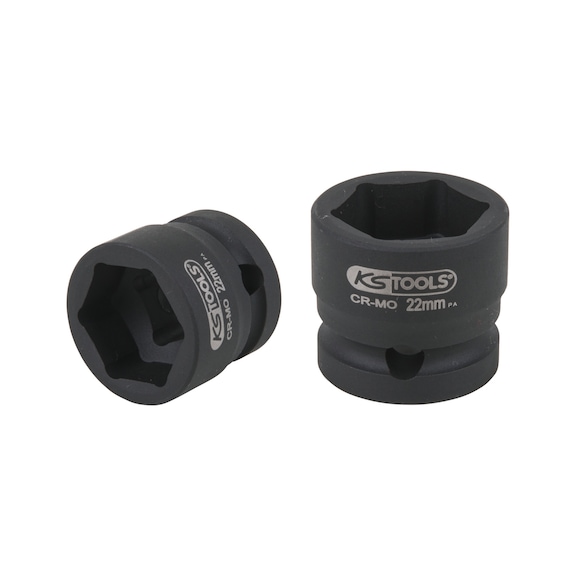 1/2 inch hex power socket, extra short, 22.0 mm - 1/2 inch hex power socket