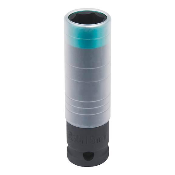 SlimPOWER 1/2 inch impact socket, 15 mm on hanger - SlimPOWER 1/2 inch impact socket,