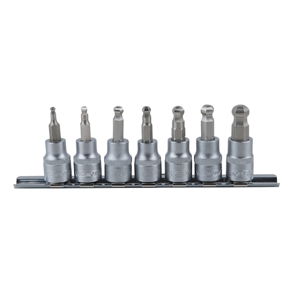 3/8 inch bit socket set, hexagon socket with ball head, 7-piece - Socket wrench (set)