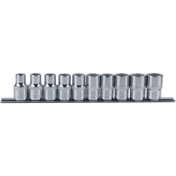 KS TOOLS 1/2 inch CHROMEplus 12-point socket set, 10 pieces 10-19 mm - CHROMEplus 12-point socket set