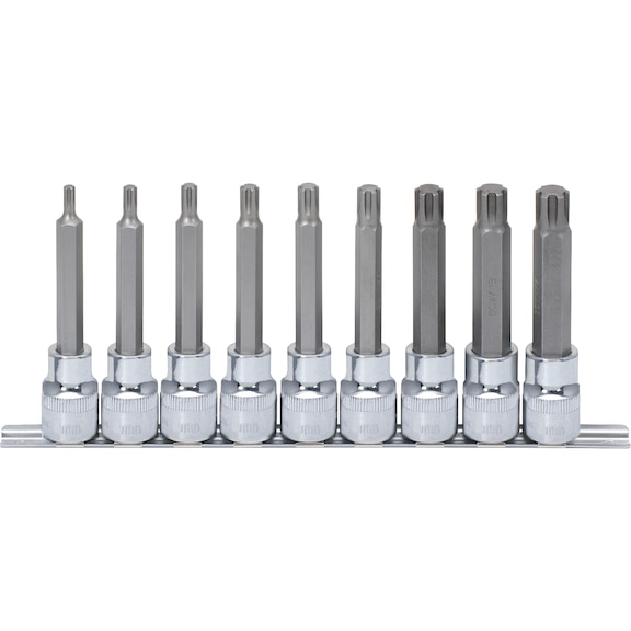 1/2 inch CHROMEplus RIBE bit socket set, long, 9-piece M5-M14 - CHROMEplus socket wrench (set)