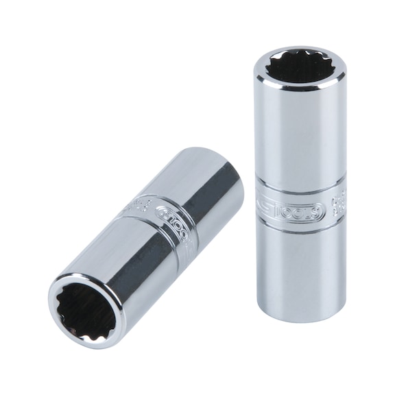 1/2 inch CHROMEplus spark plug socket, 14 mm on hanger - 1/2 inch spark plug socket