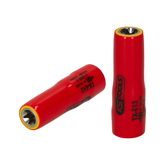 3/8 inch TX E socket with protective insulation, E5, long - 3/8 inch Torx E socket with protective insulation