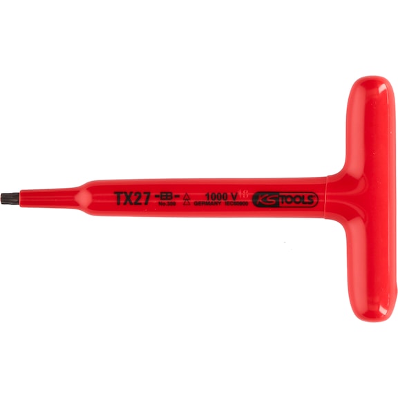 T-handle TX socket wrench with protective insulation, T27, 160 mm - T-handle TX socket wrench with protective insulation