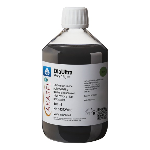 AKASEL DiaUltra POLY diamond suspension 15 &micro;m, finishing, 500 ml - DiaUltra Poly diamond suspension