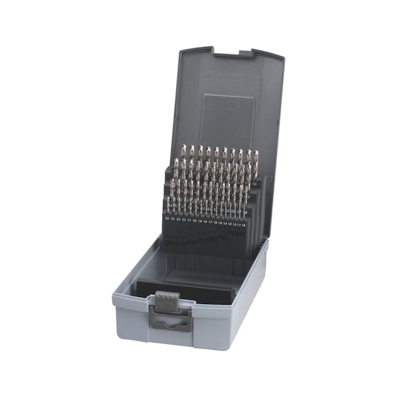 ATORN Twist drill bit set HSSE DIN 338 type VA 130&deg; 1.0-5.9 mm in cassette - HSSE twist drill bit set in cassette, type VA