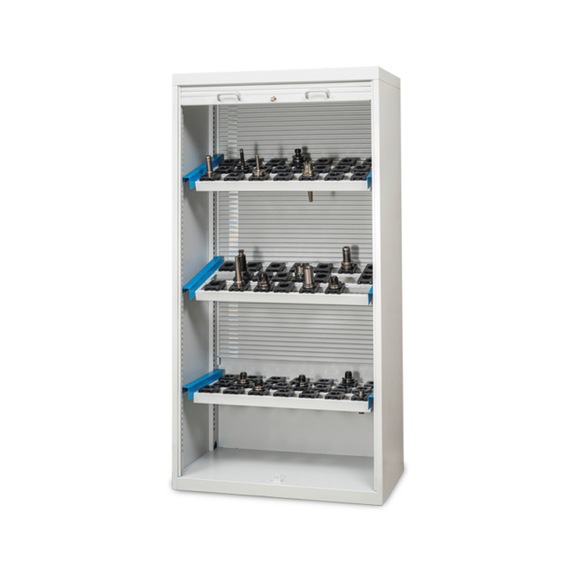 CNC roller shutter cabinet with aluminium roller shutter, 3 CNC tool holding frames - Tool cabinet CNC