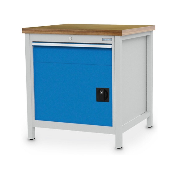 Box-type workbench width 810 mm, R24-24, 1 x drawer, 1 x hinged door, 03.075.02VA - Workbench (workshop)