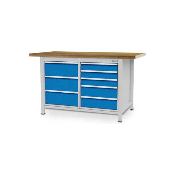 Kastenwerkbank Breite 1500 mm, R18-24, 8 x Schublade, 03.14.07V9A - Werkbank (Werkstatt)