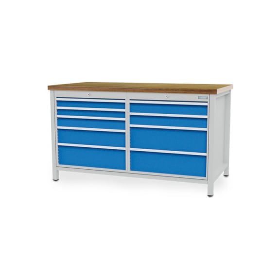 Box-type workbench width 1500 mm, R24-24, 9 x drawer, 03.15.55VA - Workbench (workshop)