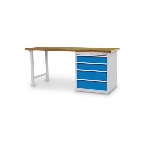 Row workbench width 2000 mm, R24-24, drawer unit with 4 x drawer - Workbench (workshop)