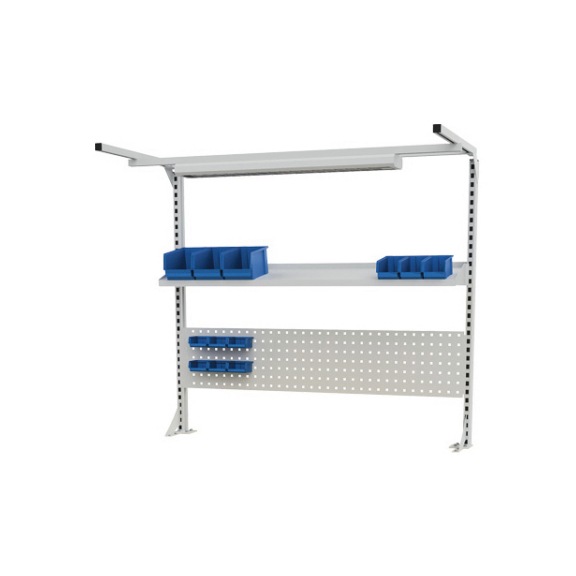 Workbench superstructure 1500 mm, multi-wall superstructure with lighting, extensive accessories - Workbench (system workplace, workshop, other)