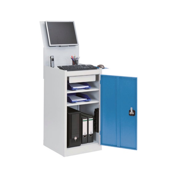 Computerwagen 105-1 station&auml;r, 1 Fl&uuml;gelt&uuml;re 1 Schublade 2 verstellbare Fachb&ouml;den - Transportwagen, Rollwagen (Sonstige)