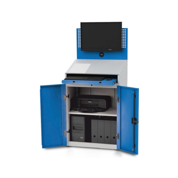 Computerschrank stationär Tiefe 500 mm mit Lochwand, Flügeltüren, Pultaufsatz - Transportwagen, Rollwagen (Sonstige)