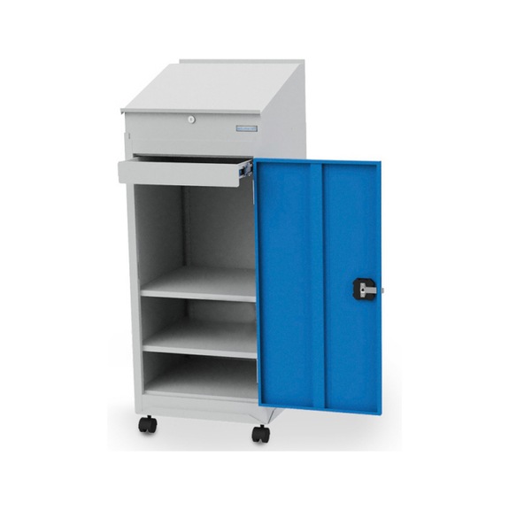 Flügeltürenschrank 105 mit Rolluntersatz 125 mm und Pultaufsatz, Tiefe 500 mm - Werkzeugschrank