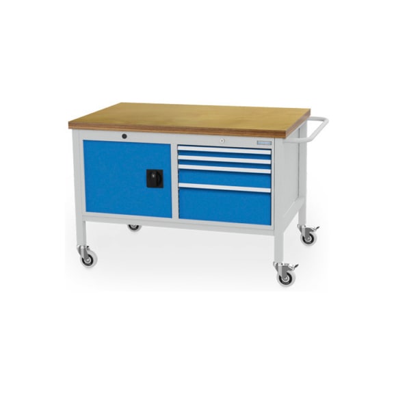 Mobile workbench depth 736 mm, R 18-24, 4 x drawer, 1 x hinged door - Workbench (system workplace, workshop, other)