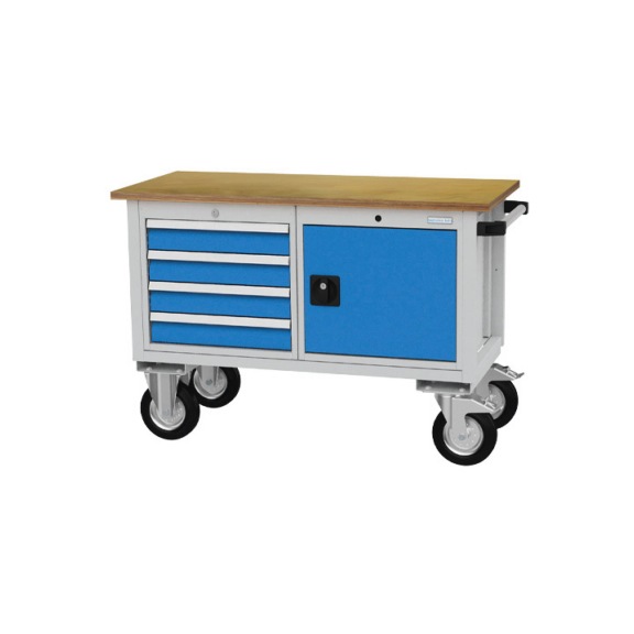 Mobile box-type workbench depth 540 mm, 4 drawers 1 cabinet housing with hinged door - Workbench (system workplace, workshop, other)