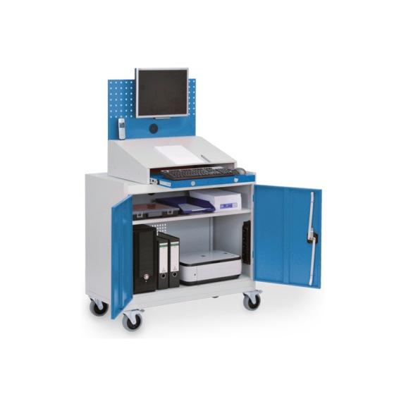 Computerschrank mobil, Tiefe 500 mm, 2 Flügeltüren, 1 Fachboden, 1 Pultaufsatz - Transportwagen, Rollwagen (Sonstige)