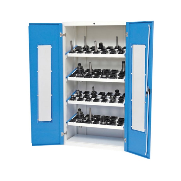 CNC-Vitrinenschrank Tiefe 500, R36-16, 2 Sichtt&uuml;ren 4 CNC-Werkzeugaufnahmerahmen - Werkzeugschrank CNC