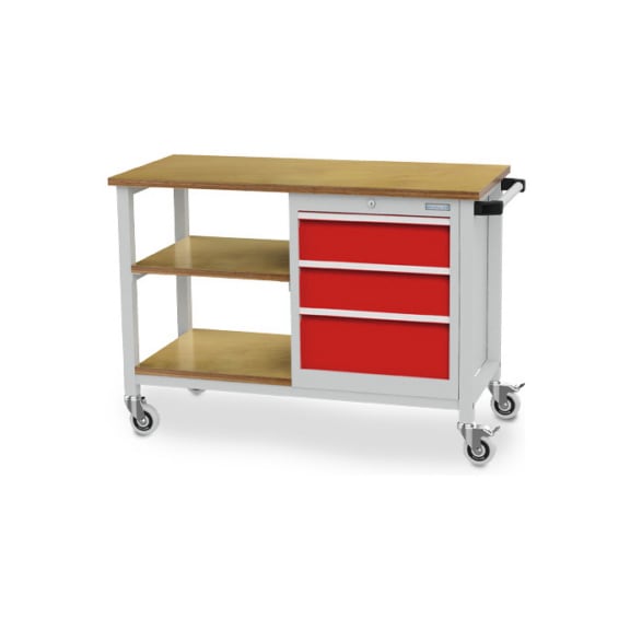 Mobile Werkbank Tiefe 500 mm, R 18-16, 3 x Schublade, 2 x Fachboden - Werkbank (System-Arbeitsplatz, Werkstatt, Sonstiges)