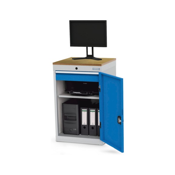Stationary computer cabinet, depth 500 mm, 1 drawer, 1 shelf, 1 hinged door - Trans. trolley, roll. trolley (other)