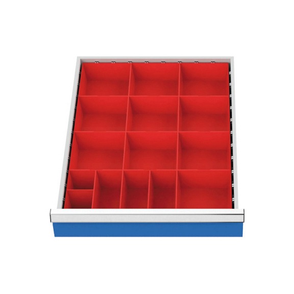 Drawer dividers R 18-24 with small parts boxes for front 100 mm - Drawer partition (workshop)