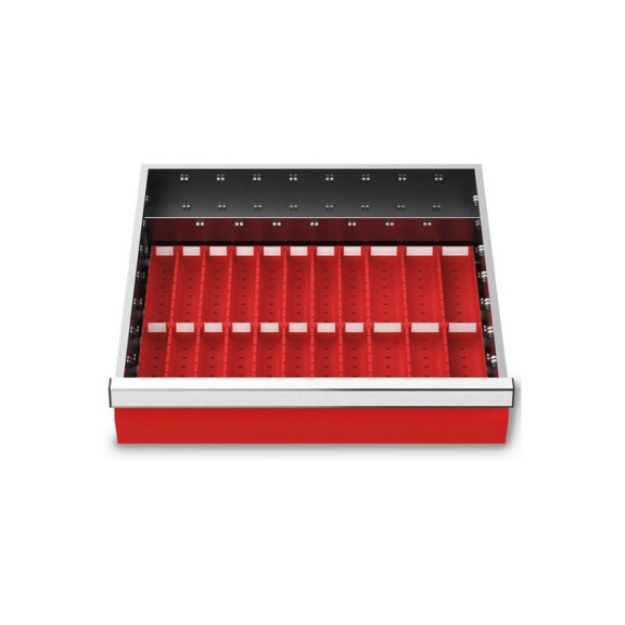Schubladeneinteilung R 18-16 mit Muldenplatten Front 100 mm - Schubladentrennwand