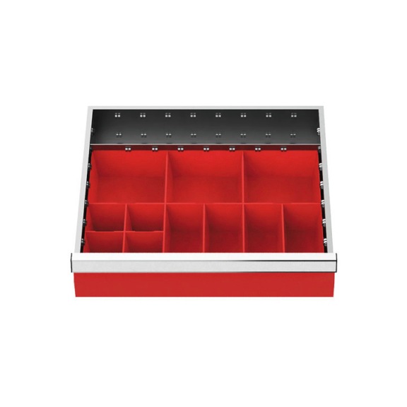 Schubladeneinteilung R 18-16 mit Kleinteilekästen für Front 100 mm - Schubladentrennwand