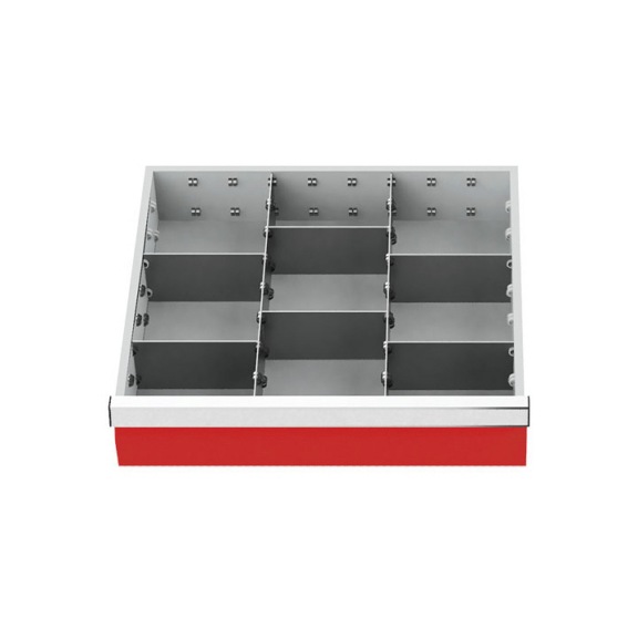 Schubladeneinteilung R 18-16 mit Metalleinteilung für Front 100 mm - Schubladentrennwand
