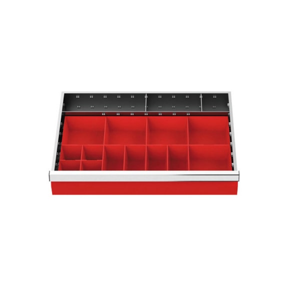 Schubladeneinteilung R 24-16 mit Kleinteilekästen für Front 100 mm - Schubladentrennwand