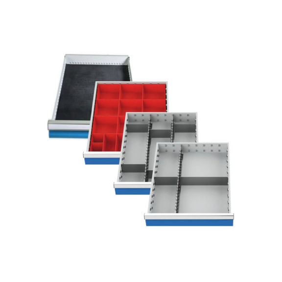 Einteilungssortiment 4-teilig für Schubladen R 18-24 Riffelgummieinlage Kästchen - Schubladentrennwand