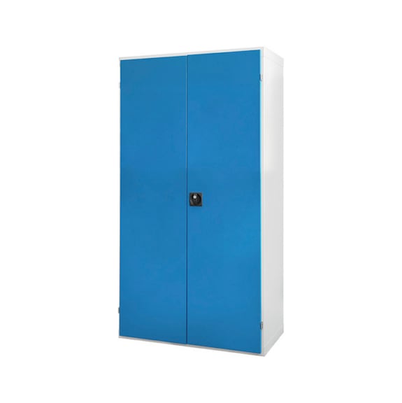 Battery charging cabinet with 3 x electric shelves and solid sheet metal doors - Wing door cabinet