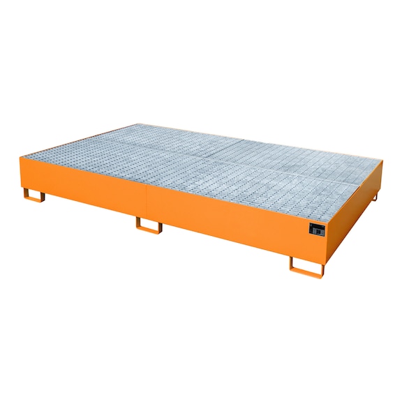 Steel collection tray for 2x IBC/10x200l drum LxWxH 2690x1650x375 mm - Collection tray for IBC containers