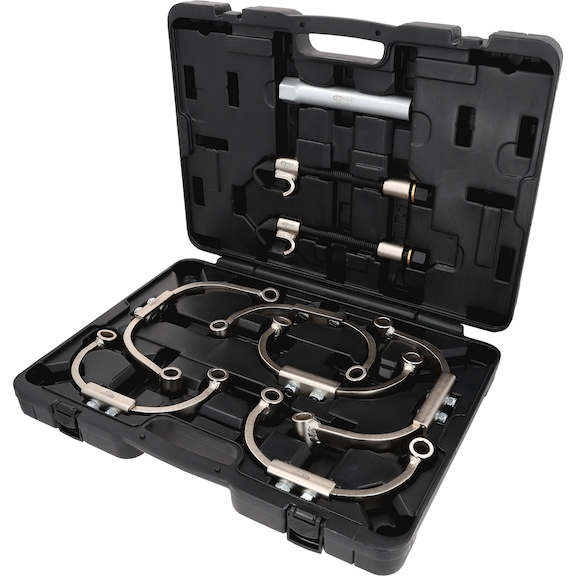 KS TOOLS Universal McPherson spring compressor set with safety bracket, 9 pcs - Shock absorbers (motor vehicles, chassis damping)