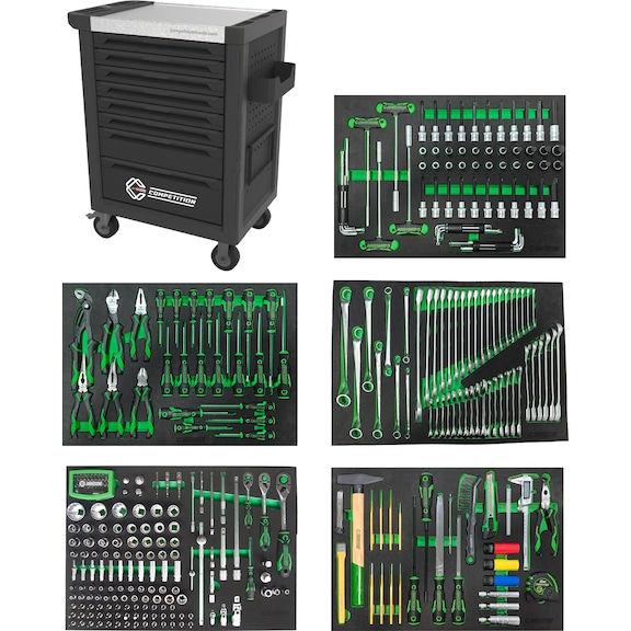KS TOOLS COMPETITION workshop trolley with 8 drawers and 341 premium tools - COMPETITION workshop trolley