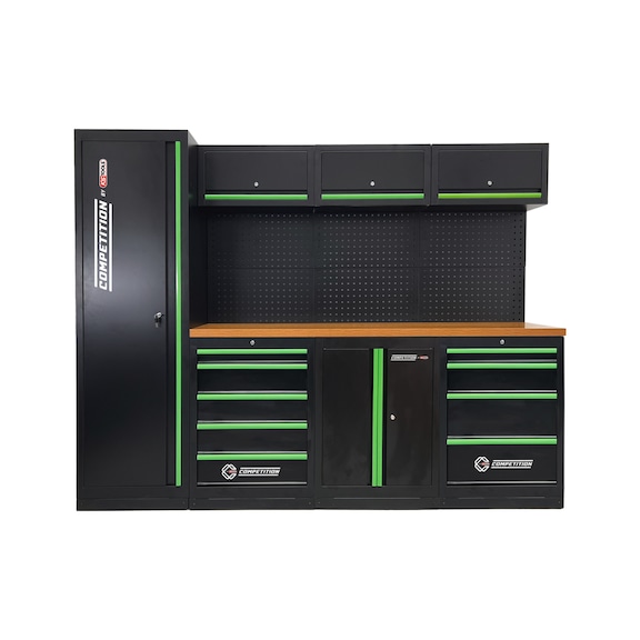 KS TOOLS COMPETITION workshop cabinet system, wooden worktop - Workshop cabinet system