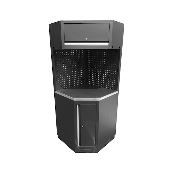 KS TOOLS workshop cabinet system corner module, stainless steel worktop - Workshop cabinet system