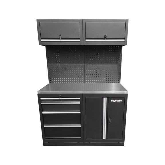 KS TOOLS workshop cabinet system extension module, stainless steel worktop - Workshop cabinet system