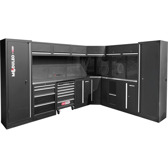 KS TOOLS workshop cabinet system, L-shape, 3400 x 2720 mm, variant 1 - Workshop cabinet system