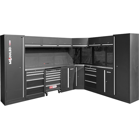 KS TOOLS workshop cabinet system, L-shape, 3400 x 2720 mm, variant 2 - Workshop cabinet system