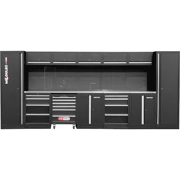 KS TOOLS workshop cabinet system, straight, 4600 x 500 mm, variant 1 - Workshop cabinet system