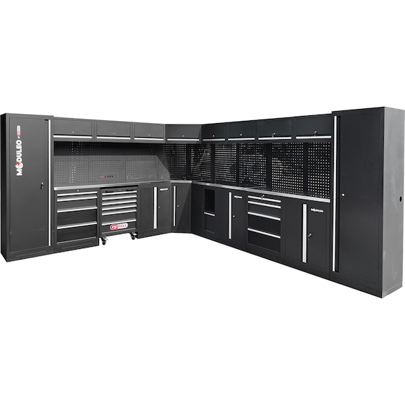 KS TOOLS workshop cabinet system, L-shape, 3400 x 4080 mm, variant 1 - Workshop cabinet system
