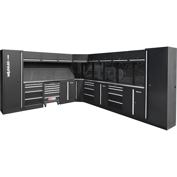 KS TOOLS workshop cabinet system, L-shape, 3400 x 4080 mm, variant 2 - Workshop cabinet system