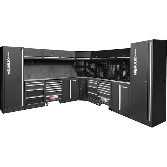 KS TOOLS workshop cabinet system, L-shape, 3400 x 3400 mm - Workshop cabinet system
