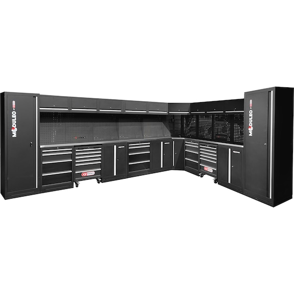 KS TOOLS Werkstatt-Schranksystem, L-Form, 4760 x 3400 mm - Werkstatt-Schranksystem