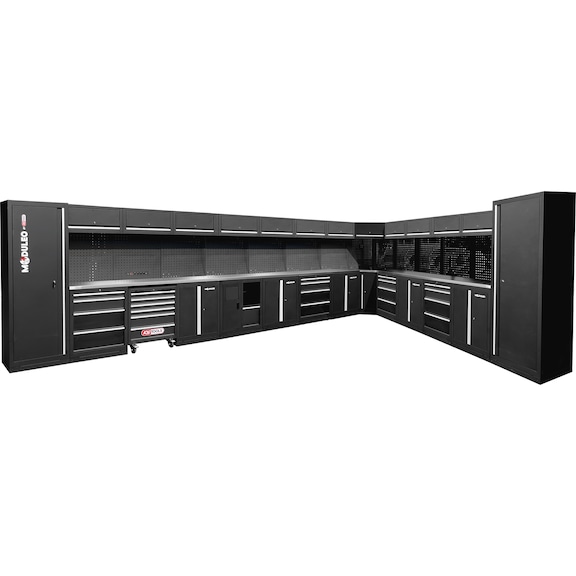 KS TOOLS workshop cabinet system, L-shape, 6120 x 4080 mm - Workshop cabinet system