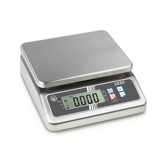KERN stainless steel bench scale FOB 10K-3LM Weighing range 15000 g Reading 5 g - Stainless steel bench scale FOB