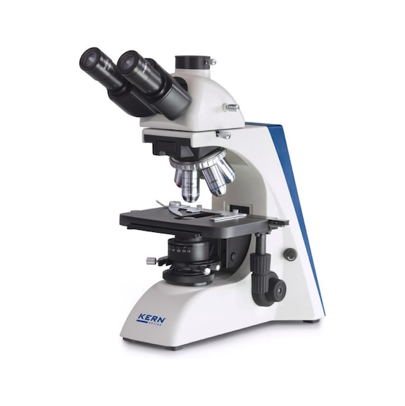 KERN transmitted light microscope OBN 132 trinocular, 4x/ 10x/ 20x/ 40x/ 100x 20W halogen - Transmitted light microscope OBN